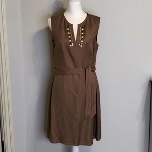 Tahari Arthur S. Levine Beige Shift Dress with Embellishments Size 10